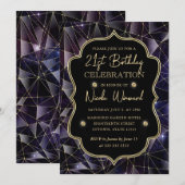 21e verjaardag zwart-goudmiddags kristal kaart (Voorkant / Achterkant)