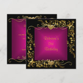 21e verjaardag zwart, helder, roze goud kaart (Voorkant / Achterkant)