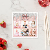 21e verjaardag zwart roze zilveren glitter wetteli servet (Insitu)