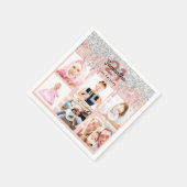 21e verjaardag zwart roze zilveren glitter wetteli servet (Hoek)