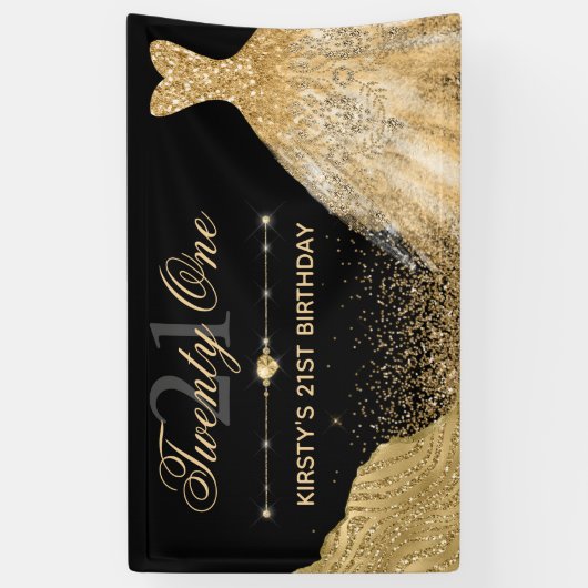 21e verjaardag zwart-wit en feestdag spandoek (Verticaal)