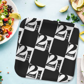 21e verjaardag zwart wit patroon verjaardagsfeestj papieren bordje