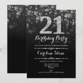 21e verjaardag - Zwart Zilver Kaart (Voorkant / Achterkant)