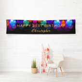 21e verjaardag Zwarte en gouden ballonnen Spandoek (Insitu)