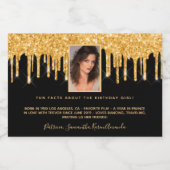 21e verjaardag zwarte glitter gouden leukste feite sparkling wijnetiket (Enkel label)