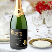 21e verjaardag zwarte goudluipaard sparkling wijnetiket