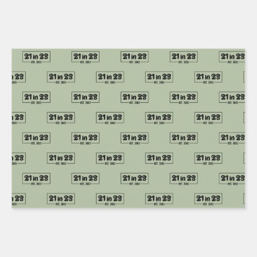 21e verjaardagscadeau 21 in 23 Est 2002 Inpakpapier Vel (Voorkant 3)