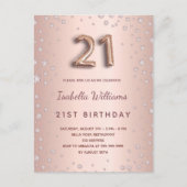 21e verjaardagscrisis roos gouden diamons ballonsc briefkaart (Voorkant)