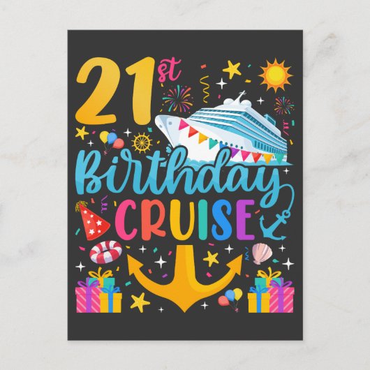 21e verjaardagscruise B-Day Party Briefkaart (Voorkant)