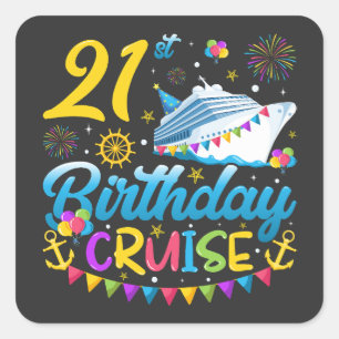 21e verjaardagscruise B-Day Party Vierkante Sticker