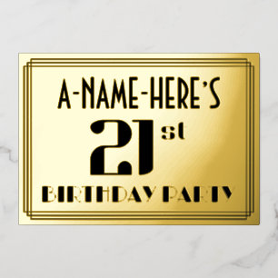 21e verjaardagsfeest: Art Deco-uitstraling “21” en Folie Uitnodiging