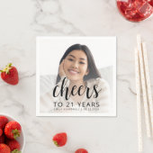 21e verjaardagsfeest Foto Black Script Cheers Servet (Insitu)