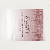 21e Verjaardagsfeest Roze Goud Glitter Wandkleed (Voorkant (horizontaal))