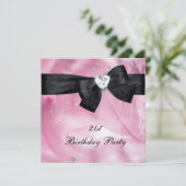 21e Verjaardagsfeest Roze Zwart Wit Kaart (Staand voorkant)