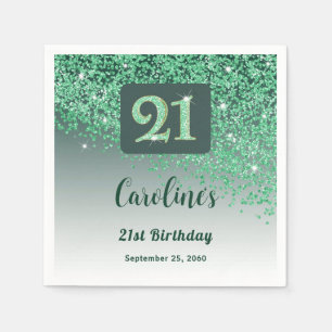 21e Verjaardagsfeest Sprankelende Groene Glitters Servet