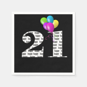 21e verjaardagsfeestballonnen servet