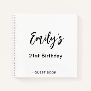 21e verjaardagsfeestje Gastenboek Zwart Wit Notitieboek
