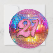 21e verjaardagsfeestje Gouden Roze Glitter Disco B Kaart (Achterkant)
