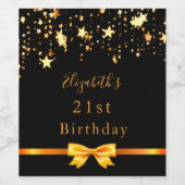 21e verjaardagsfeestje zwart gouden sterren wijn etiket (Enkel label)
