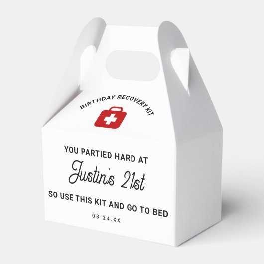 21e verjaardagsherstelkit Hangover Kit Bedankdoosjes (Achterkant)