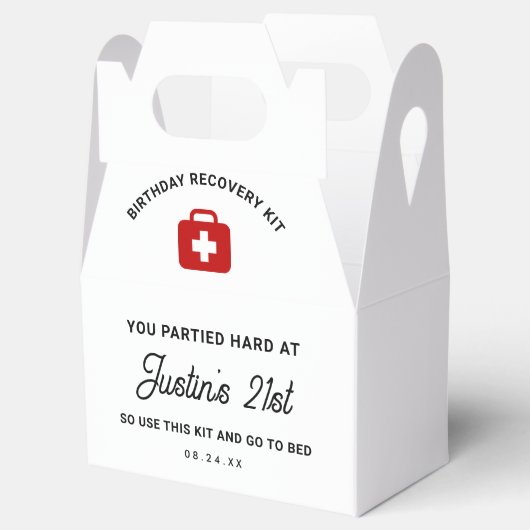 21e verjaardagsherstelkit Hangover Kit Bedankdoosjes (Geopend)