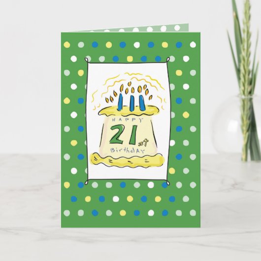 21e verjaardagstaart kaart (Voorkant)