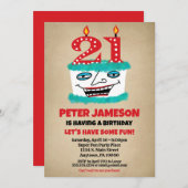 21e Verjaardagsuitnodiging Grappige taart Casual M Kaart (Voorkant / Achterkant)