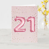 21e viering gouden roze folie kaart (Gele Bloem)