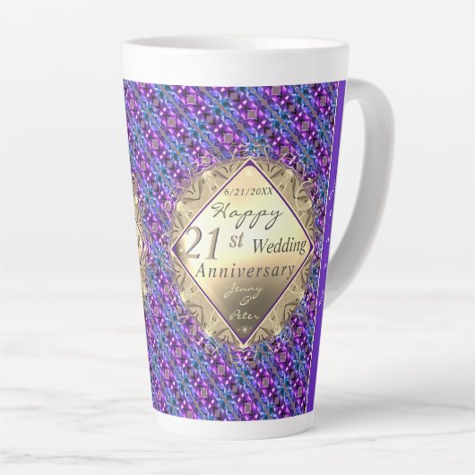 21ème anniversaire de laiton avec Iolite Latte Mug (Angle droit)