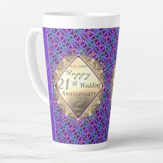 21ème anniversaire de laiton avec Iolite Latte Mug (Angle gauche)