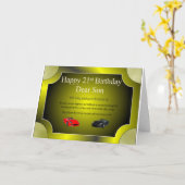 21ème Carte d'anniversaire (fils) (Fleur jaune)