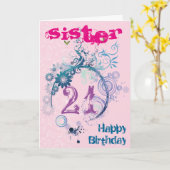 21ème Carte d'anniversaire pour la soeur (Fleur jaune)