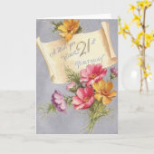 21ème carte de voeux d'anniversaire de cru (Fleur jaune)