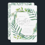 21ème invitation d'anniversaire de feuillage<br><div class="desc">21ème invitation d'anniversaire de feuillage botanique,  avec sur des botanicals d'aquarelle de tendance. Une partie d'une collection.</div>