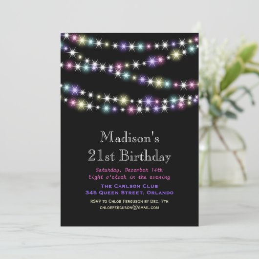 21ème invitation d'anniversaire de lumières (Debout devant)