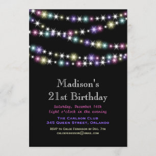 21ème invitation d'anniversaire de lumières