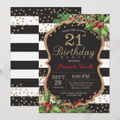 21ème Invitation d'anniversaire. Or noir rouge de (Devant / Derrière)