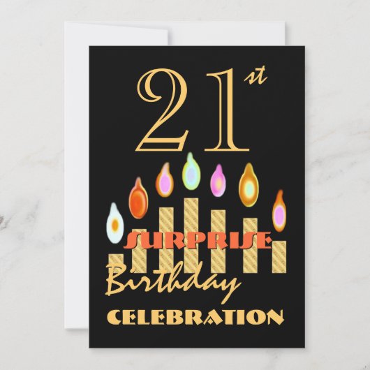 21ème Invitation de bougies d'or de fête (Devant)