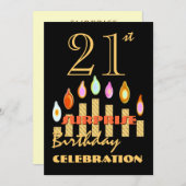 21ème Invitation de bougies d'or de fête (Devant / Derrière)