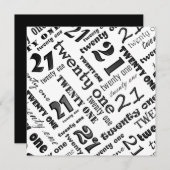21ème Invitation de fête d'anniversaire (Devant / Derrière)