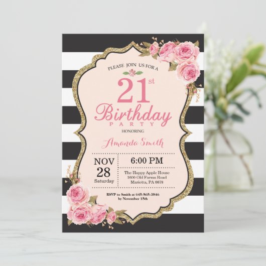 21ème invitation de fête d'anniversaire de (Debout devant)