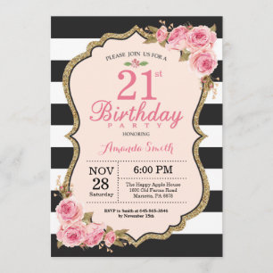 21ème invitation de fête d'anniversaire de