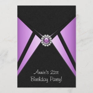 21ème invitation de fête d'anniversaire de noir