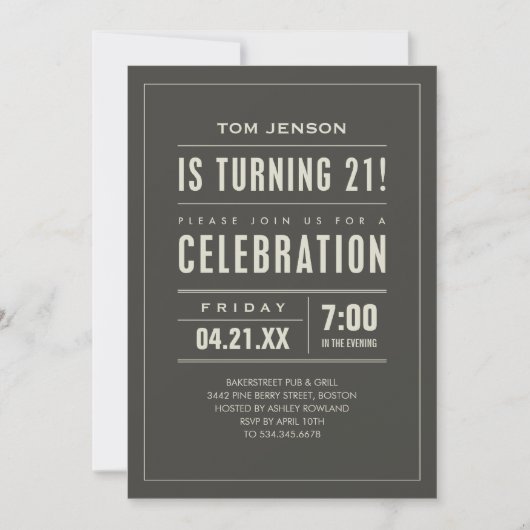21ème Invitations de fête d'anniversaire (Devant)