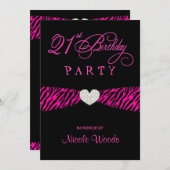 21ème Invitations de fête d'anniversaire - zèbre (Devant / Derrière)