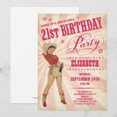 21èmes invitations d'anniversaire de cow-girl (Devant / Derrière)