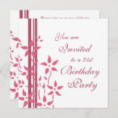 21èmes invitations florales de fête d'anniversaire (Devant / Derrière)