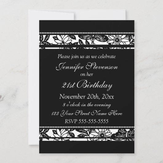 21èmes invitations noires et blanches de fête (Dos)