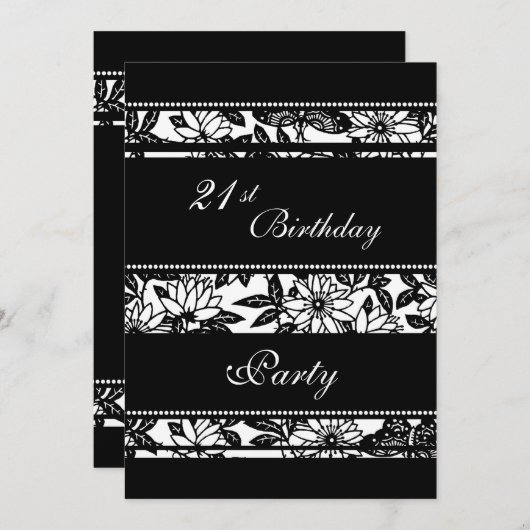 21èmes invitations noires et blanches de fête (Devant / Derrière)