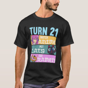 21St Anime Birthday Pajamas I Pet Cats T-shirt